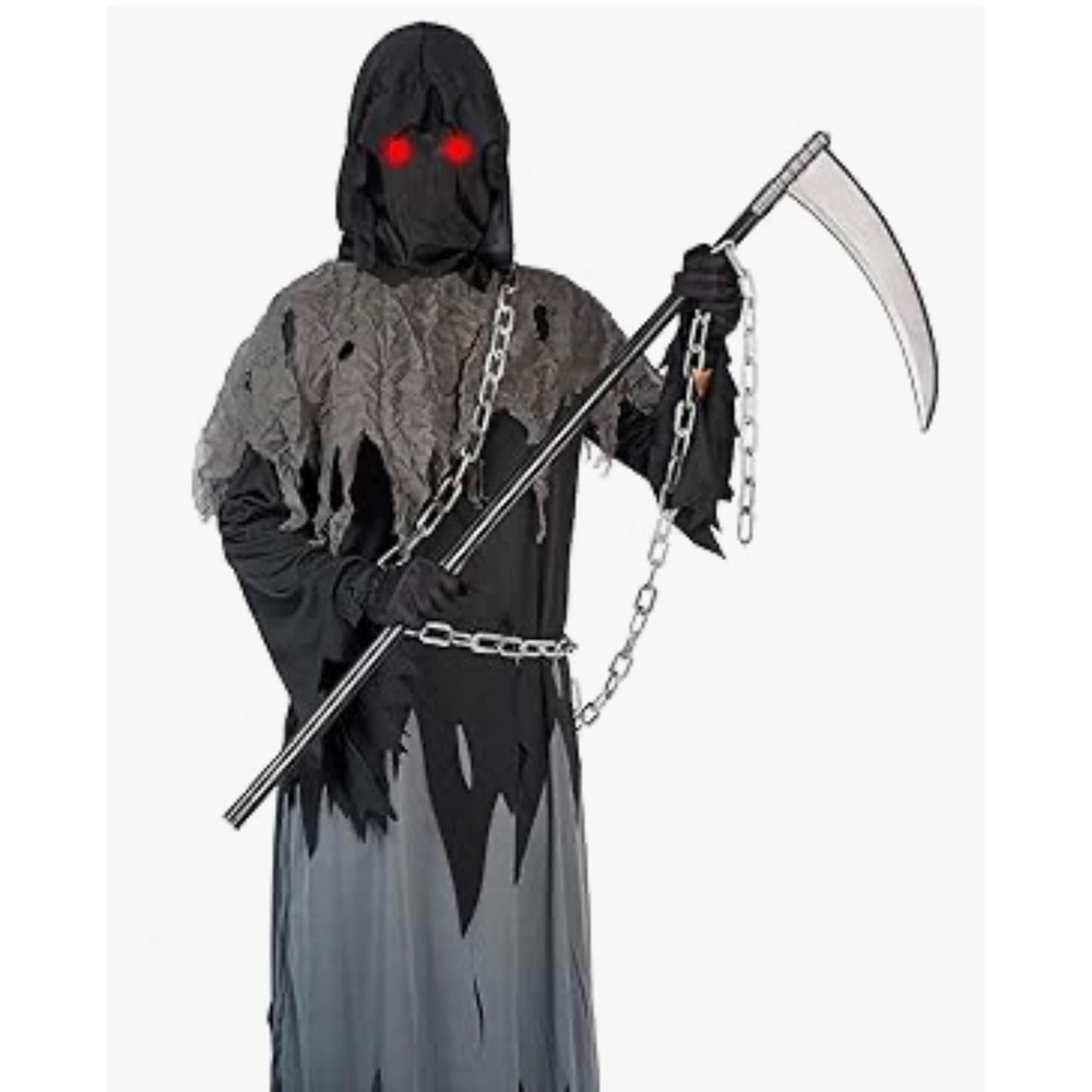 NEW Kids Youth XL Grim‎ Reaper Halloween Costume with Scythe